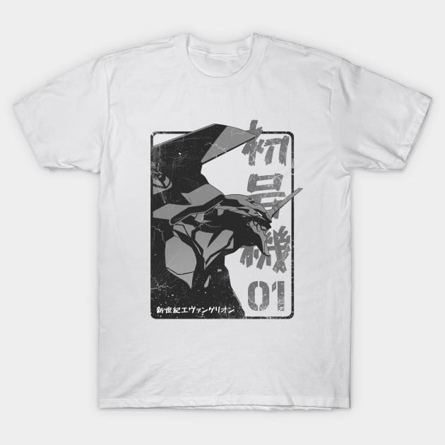 EVA-01 - Evangelion (Black and White) T-Shirt by VanHand